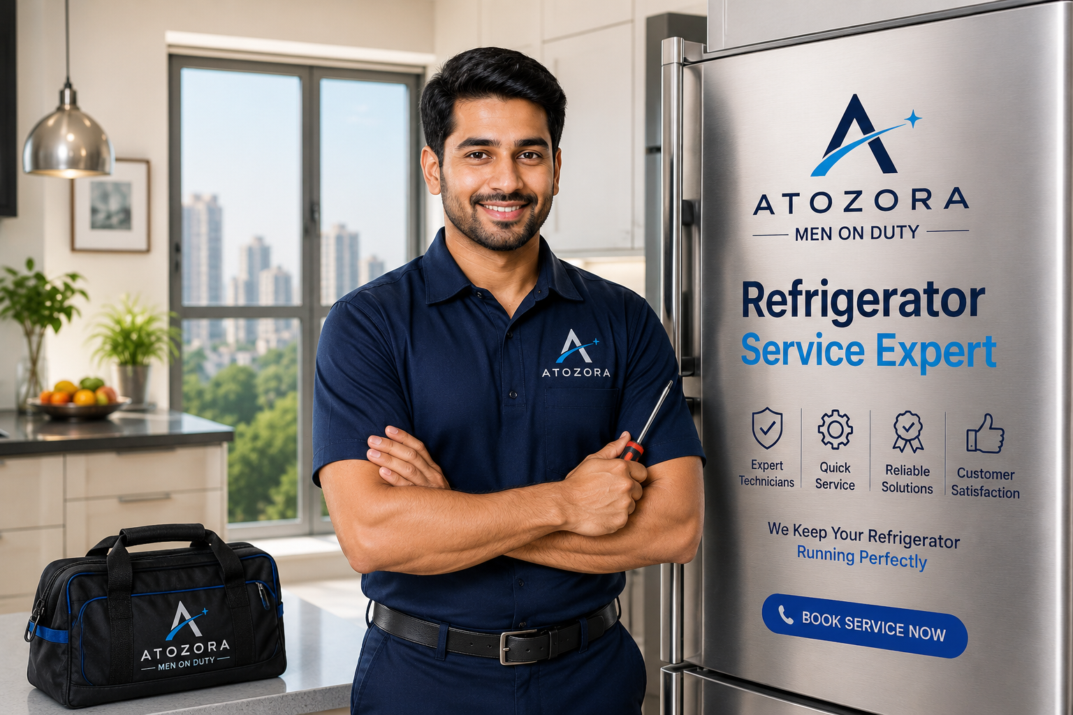 Atozora refrigerator technician on duty in Mumbai
